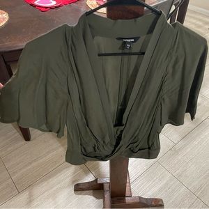 Army green shirt sleeve top.